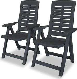 vidaXL rozkładane krzesła ogrodowe, 2 sztuki, plastikowe, antracytowe (43897) 1