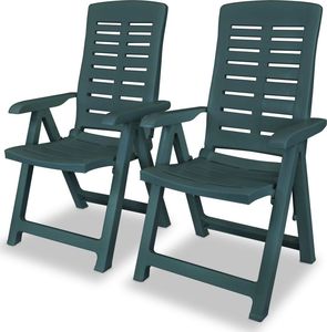 vidaXL rozkładane krzesła ogrodowe, 2 sztuki, plastikowe, zielone (43896) 1