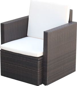 vidaXL Krzesło ogrodowe z poduszkami, polirattan, brązowe 1
