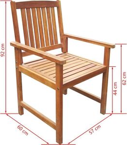 vidaXL krzesła ogrodowe, 2 sztuki, lite drewno akacjowe, brązowe (42626) 6