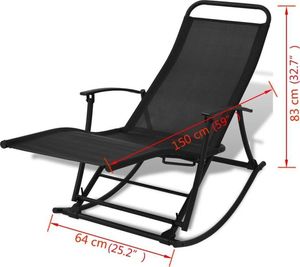 vidaXL bujane krzesło ogrodowe, stal i tworzywo textilene, czarne (42158) 8