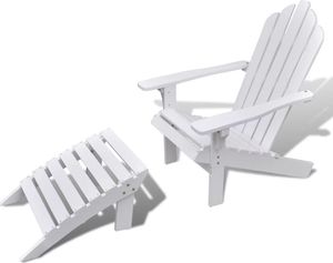 vidaXL krzesło ogrodowe z podnóżkiem, drewniane, białe (40859) 1