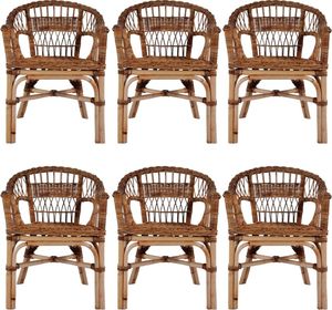 vidaXL krzesła ogrodowe, 6 sztuk, naturalny rattan, brązowe (275844) 1