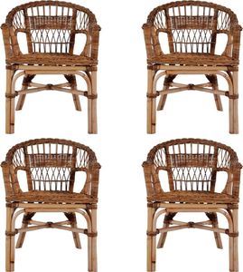 vidaXL krzesła ogrodowe, 4 sztuki, naturalny rattan, brązowe (275843) 1