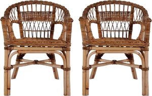 vidaXL krzesła ogrodowe, 2 sztuki, naturalny rattan, brązowe (275842) 1
