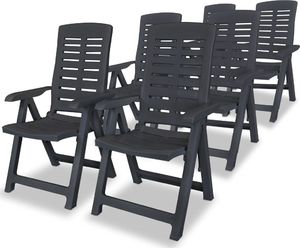 vidaXL rozkładane krzesła ogrodowe, 6 sztuk, plastikowe, antracytowe (275072) 1
