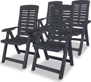 vidaXL rozkładane krzesła ogrodowe, 4 sztuki, plastikowe, antracytowe (275071) 1