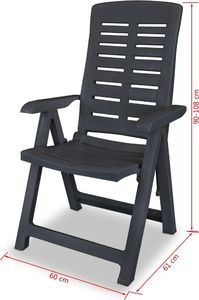vidaXL rozkładane krzesła ogrodowe, 4 sztuki, plastikowe, antracytowe (275071) 8