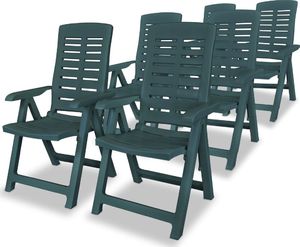 vidaXL rozkładane krzesła ogrodowe, 6 sztuk, plastikowe, zielone (275070) 1