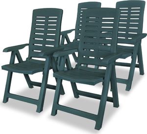 vidaXL rozkładane krzesła ogrodowe, 4 sztuki, plastikowe, zielone (275069) 1