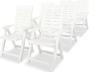 vidaXL Rozkładane krzesła ogrodowe, 6 szt., plastikowe, białe 1