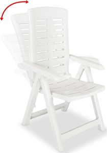 vidaXL Rozkładane krzesła ogrodowe, 6 szt., plastikowe, białe 2