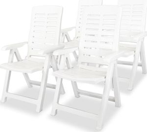 vidaXL Krzesła ogrodowe rozkładane, 4 szt., plastikowe, białe 1