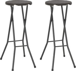 vidaXL składane stołki, 2 sztuki, HDPE i stal, brązowe, rattanowy wygląd (44559) 1