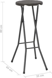 vidaXL składane stołki, 2 sztuki, HDPE i stal, brązowe, rattanowy wygląd (44559) 8