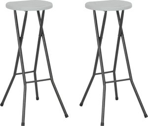 vidaXL składane stołki barowe, 2 sztuki, HDPE i stal, białe (44562) 1