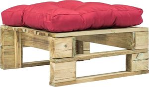vidaXL ogrodowy stołek z palet z czerwoną poduszką, drewno FSC (275280) 1