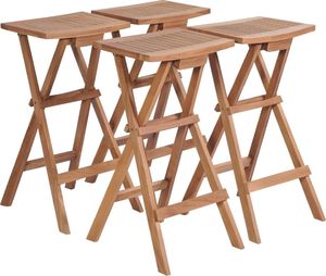 vidaXL Składane stołki barowe, 4 szt., lite drewno tekowe 1