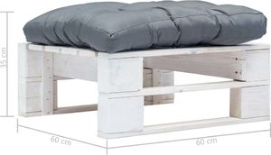 vidaXL Ogrodowy stołek z palet z szarą poduszką, biały, drewno FSC (277375) 3