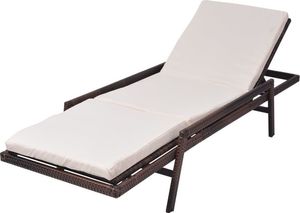 vidaXL leżak ogrodowy z poduszką, polirattan, brązowy (43107) 4