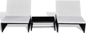 vidaXL leżaki ze stolikiem, 2 sztuki, polirattan, czarne (43069) 2