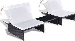 vidaXL leżaki ze stolikiem, 2 sztuki, polirattan, czarne (43069) 3