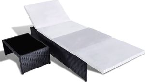vidaXL leżaki ze stolikiem, 2 sztuki, polirattan, czarne (43069) 4