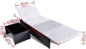 vidaXL leżaki ze stolikiem, 2 sztuki, polirattan, czarne (43069) 6