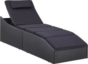 vidaXL leżak z poduszką, polirattanowy, czarny (46541) 1