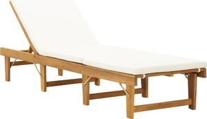 vidaXL Składany leżak z poduszką, lite drewno akacjowe 1