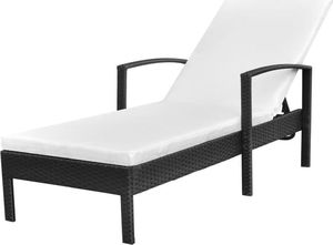vidaXL leżak ogrodowy z poduszką, polirattan, czarny (42942) 1