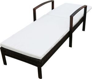 vidaXL leżak ogrodowy z poduszką, polirattan, brązowy (42941) 4