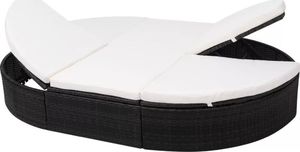 vidaXL łóżko ogrodowe z poduszką, polirattan, czarne (42940) 1