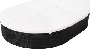 vidaXL łóżko ogrodowe z poduszką, polirattan, czarne (42940) 4