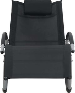 vidaXL składany leżak z poduszką, czarny, tkanina textilene (47788) 2