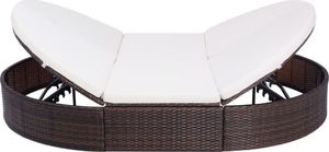 vidaXL Łóżko ogrodowe z poduszką, polirattan, brązowe 3
