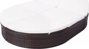 vidaXL Łóżko ogrodowe z poduszką, polirattan, brązowe 4