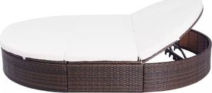 vidaXL Łóżko ogrodowe z poduszką, polirattan, brązowe 5