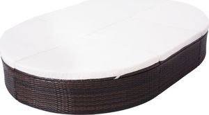 vidaXL Łóżko ogrodowe z poduszką, polirattan, brązowe 6