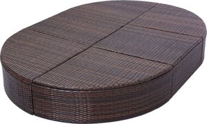 vidaXL Łóżko ogrodowe z poduszką, polirattan, brązowe 7