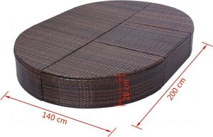 vidaXL Łóżko ogrodowe z poduszką, polirattan, brązowe 8