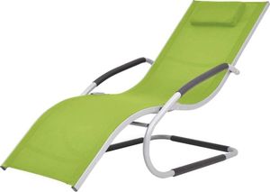 vidaXL leżak z poduszką, aluminium i textilene, zielony (47780) 1