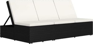 vidaXL rozkładane łóżko ogrodowe z poduszką, polirattan, czarne (46242) 1