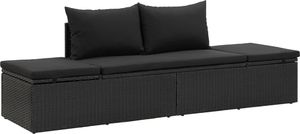 vidaXL łóżko ogrodowe z poduszkami, polirattanowe, czarne (46224) 1