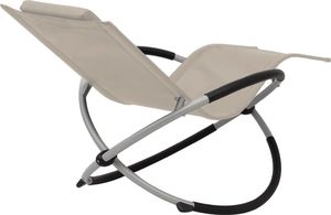 vidaXL leżak z geometryczną ramą stalowy, kremowy (47774) 4