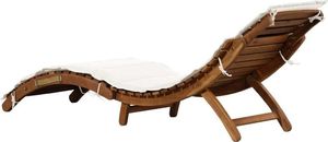 vidaXL leżak z poduszką, lite drewno akacjowe, kremowy 3
