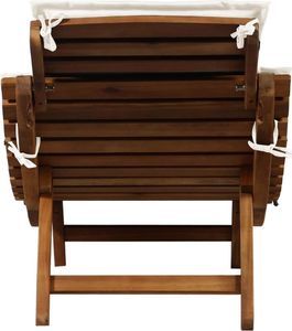 vidaXL leżak z poduszką, lite drewno akacjowe, kremowy 4