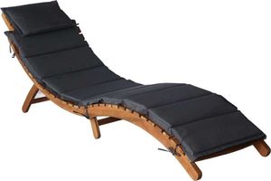 vidaXL leżak z poduszką, lite drewno akacjowe, ciemnoszary (46651) 1