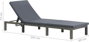 vidaXL leżak ogrodowy z poduszką, polirattan, antracytowy (47752) 6