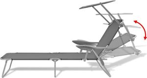 vidaXL leżak z daszkiem, stalowy, szary (42934) 6